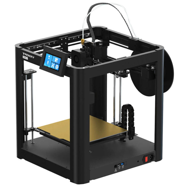 Tronxy Veho 1 3D printer offers fast printing speeds of up to 600mm/s, is fully assembled, includes linear rails, features a Klipper system, has a Corexy structure, and utilizes ceramic heating.