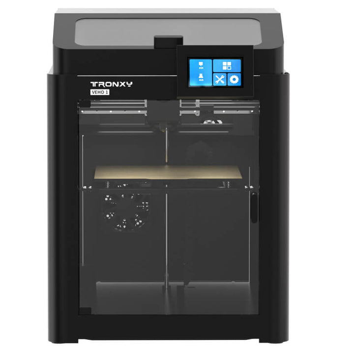 Tronxy Veho 1 3D printer offers fast printing speeds of up to 600mm/s, is fully assembled, includes linear rails, features a Klipper system, has a Corexy structure, and utilizes ceramic heating.